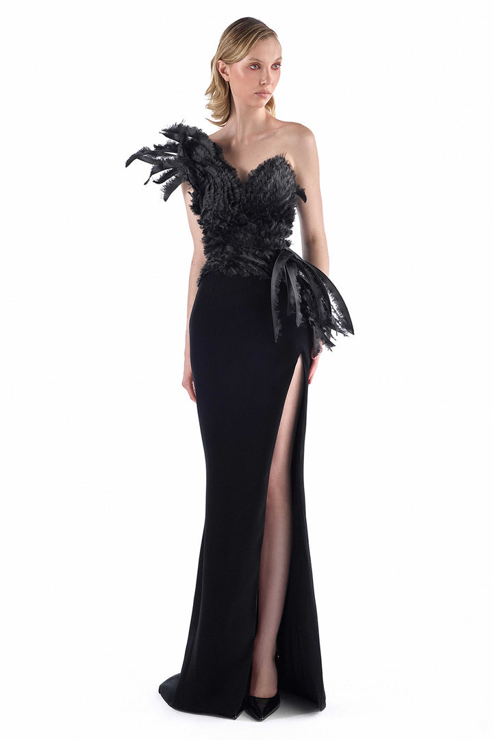 Strapless with Feather Column Dress