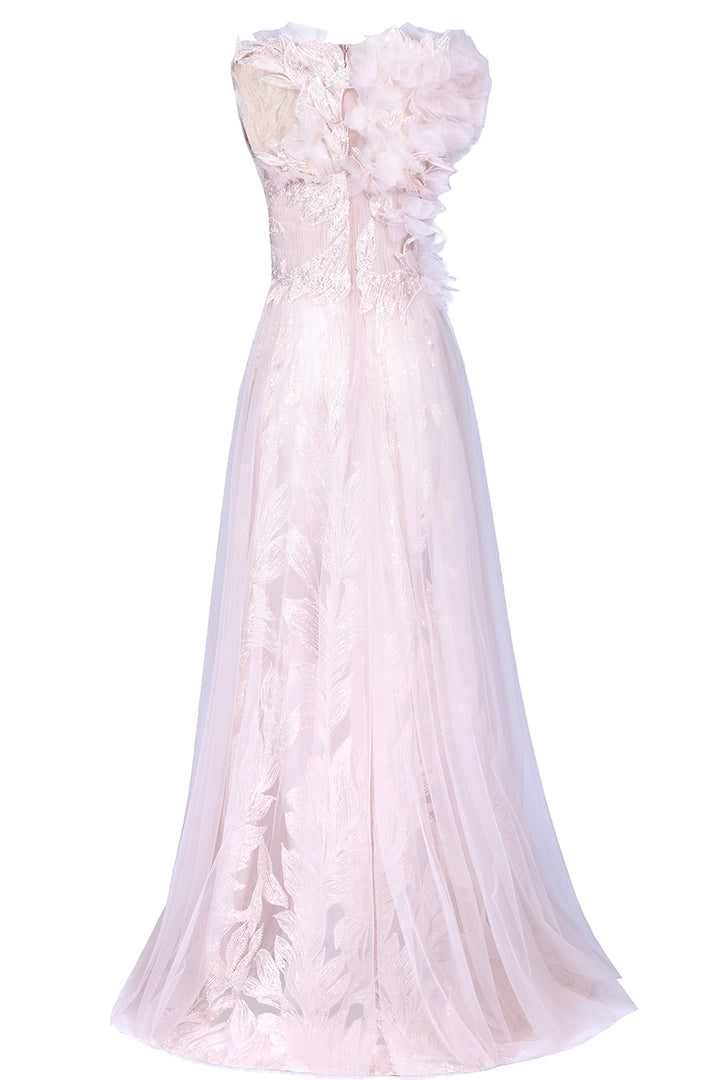 3D Floral Shoulder Tulle Dress