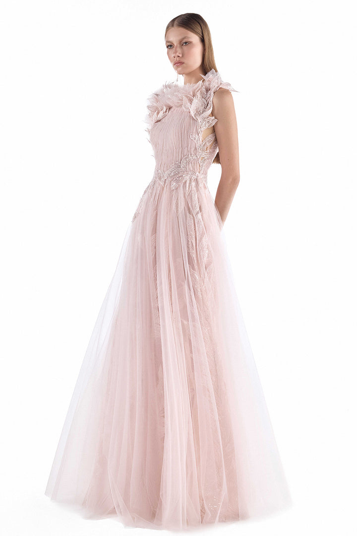 3D Floral Shoulder Tulle Dress