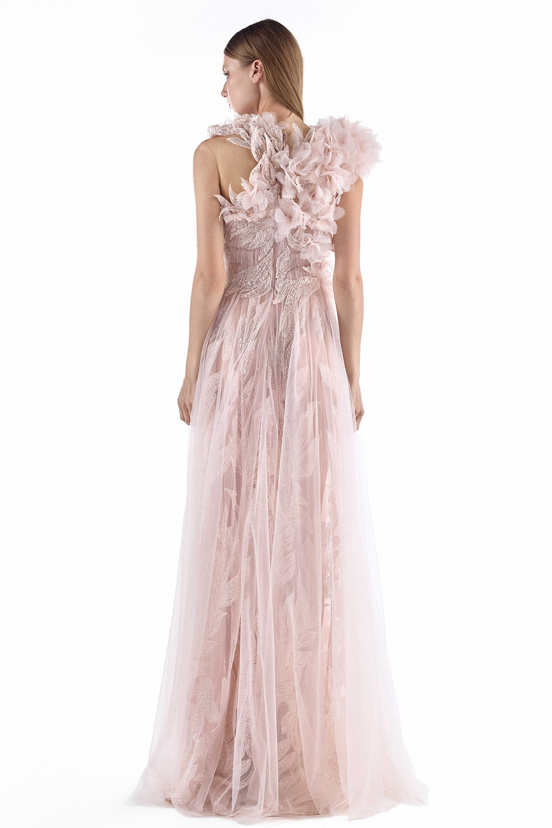 3D Floral Shoulder Tulle Dress