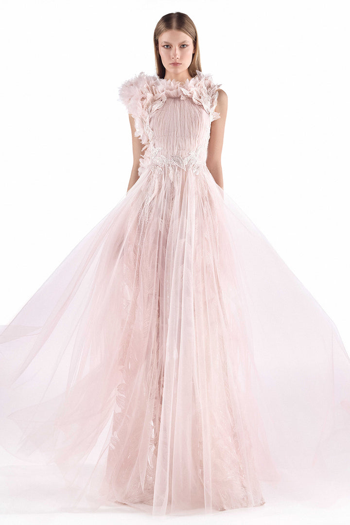 3D Floral Shoulder Tulle Dress