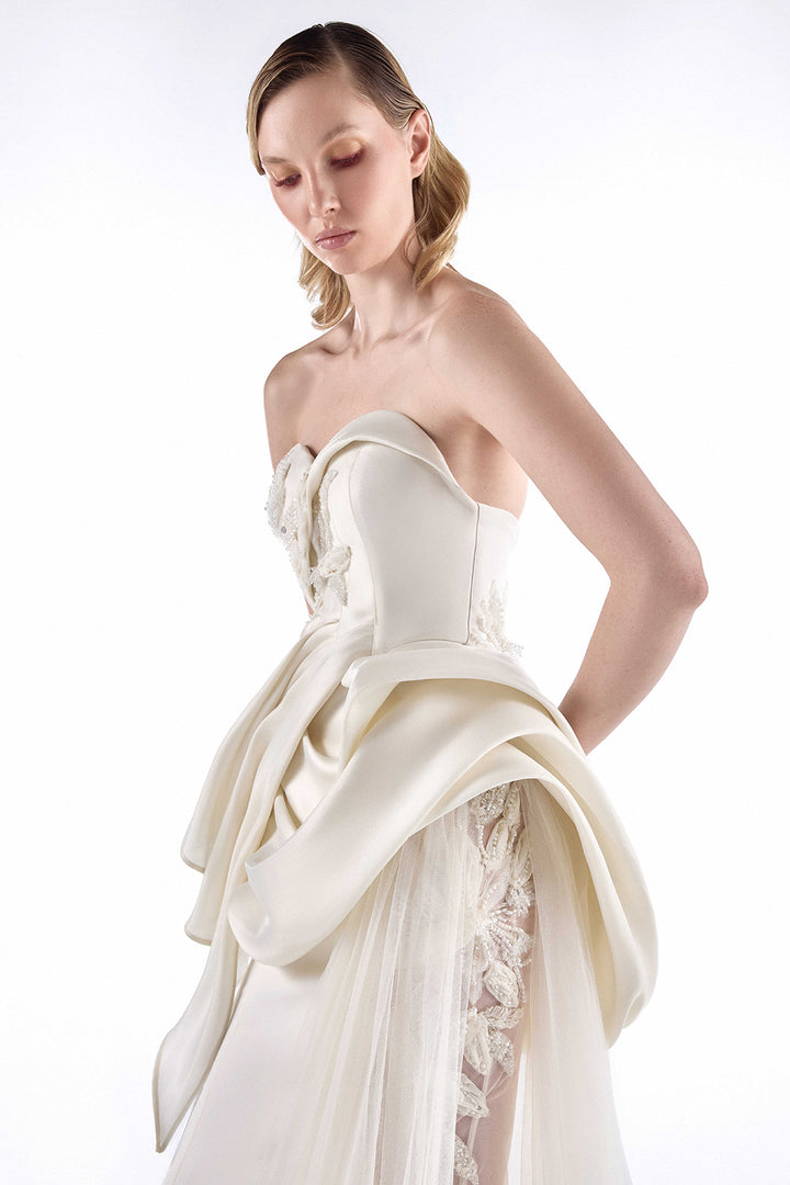 Crystal Organza with Sculpted Column Dress