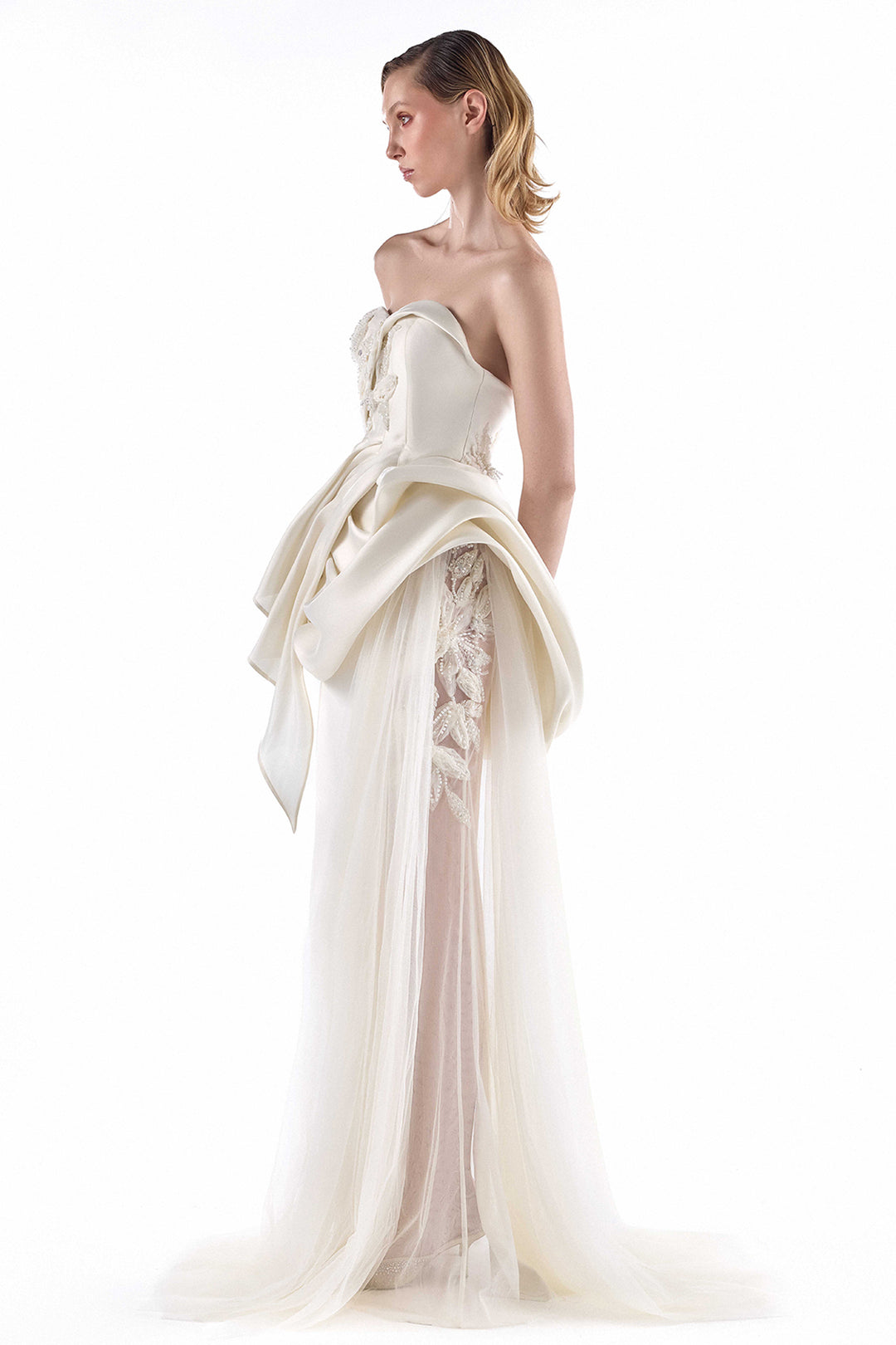 Crystal Organza with Sculpted Column Dress