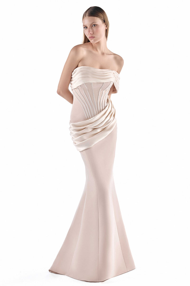 One-shoulder Crepe Corset with Mermaid Dress