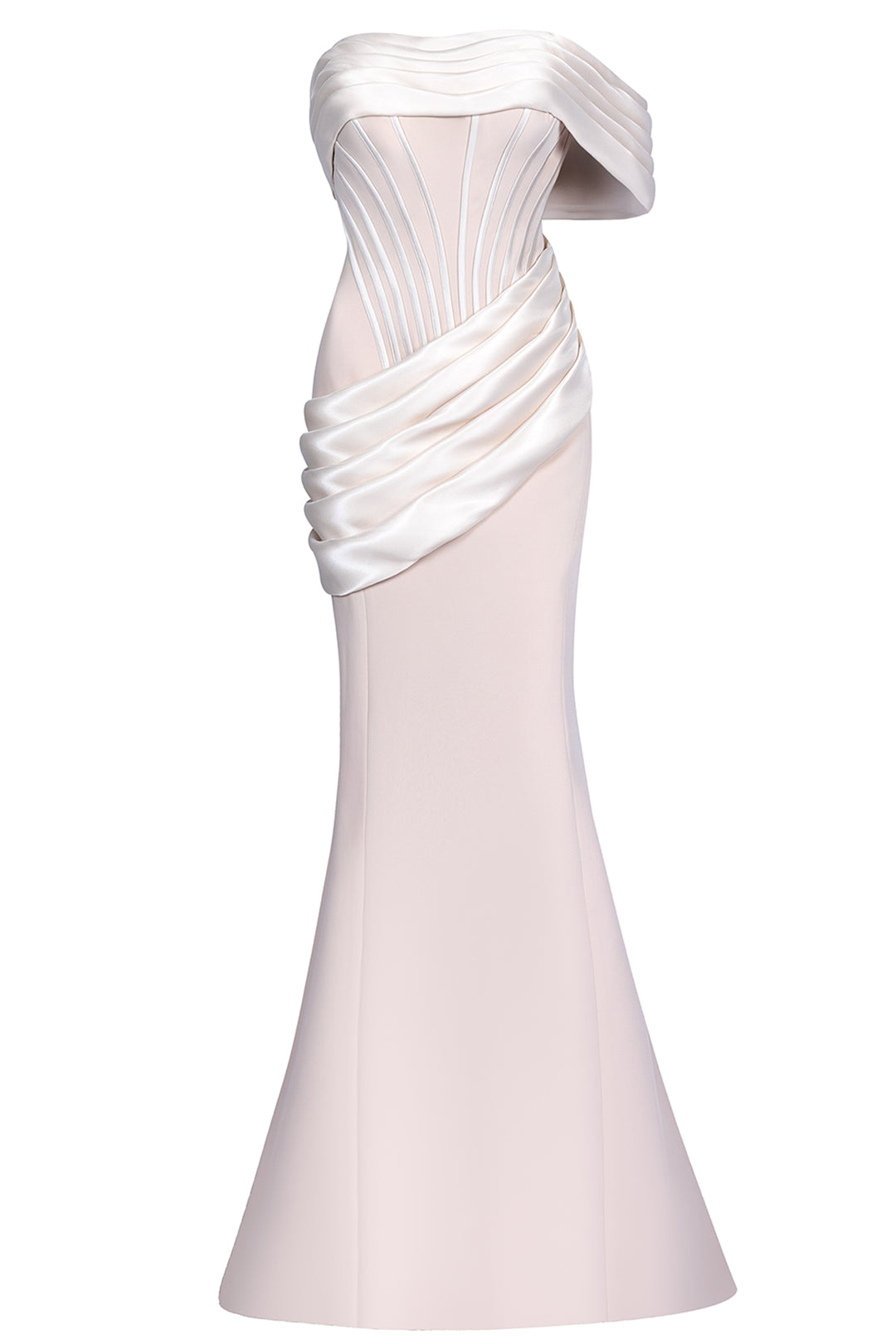 One-shoulder Crepe Corset with Mermaid Dress