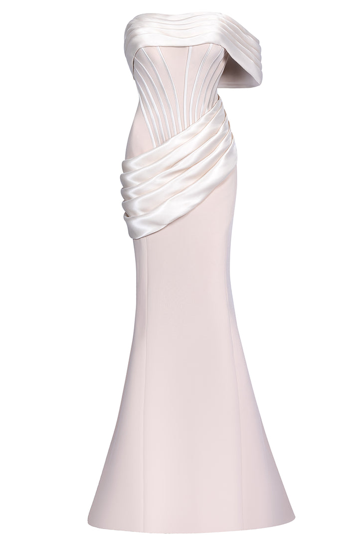 One-shoulder Crepe Corset with Mermaid Dress