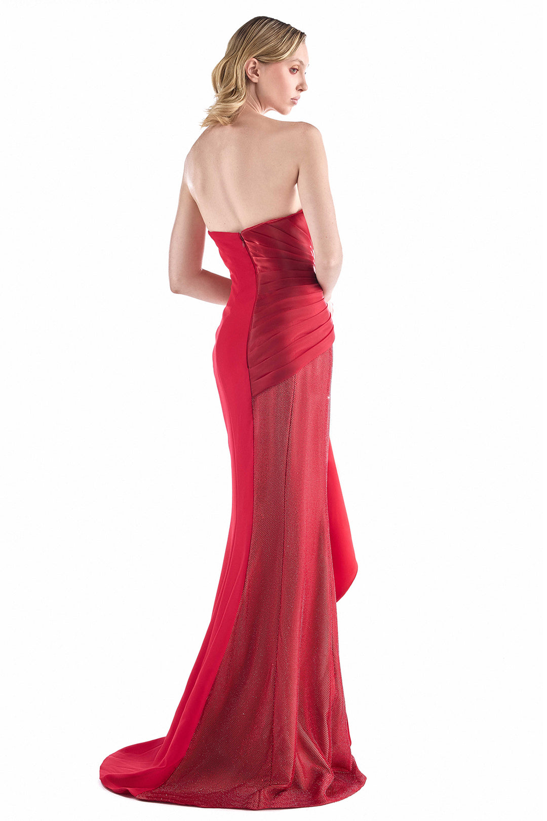 Crystal Mesh with Crepe Column Dress