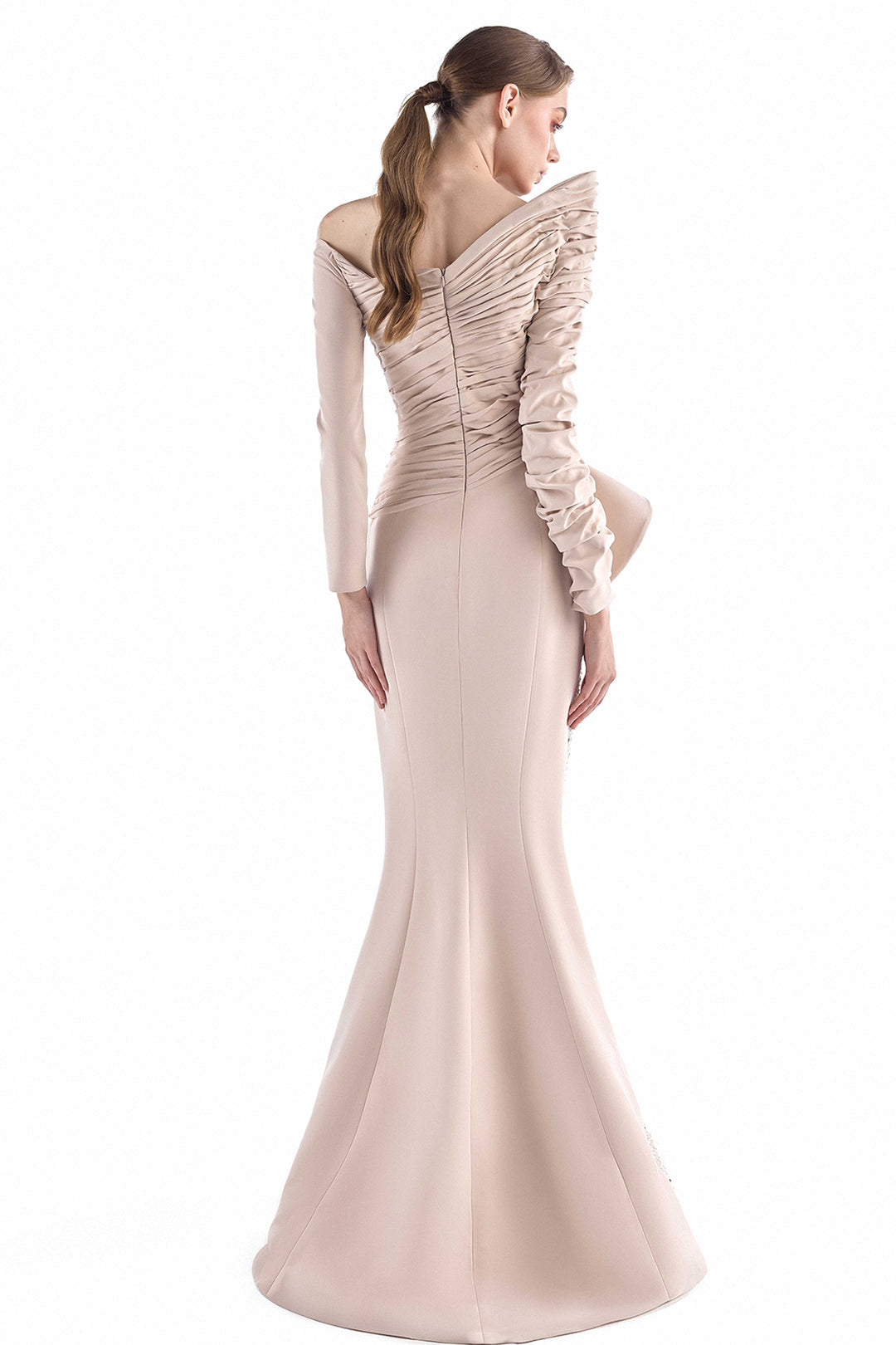Asymmetric Off-the-Shoulder Peplum Dress