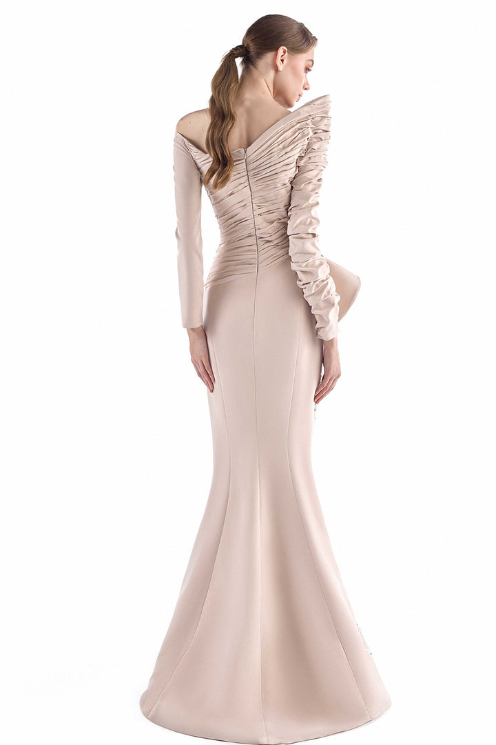 Asymmetric Off-the-Shoulder Peplum Dress