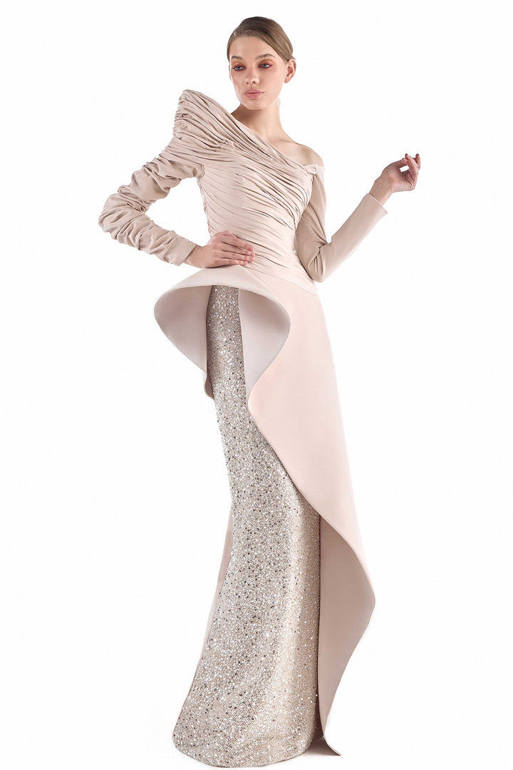 Asymmetric Off-the-Shoulder Peplum Dress