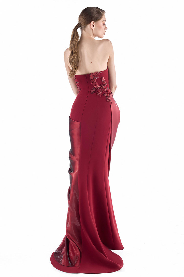Embroidered Organza with Strapless Corset Dress