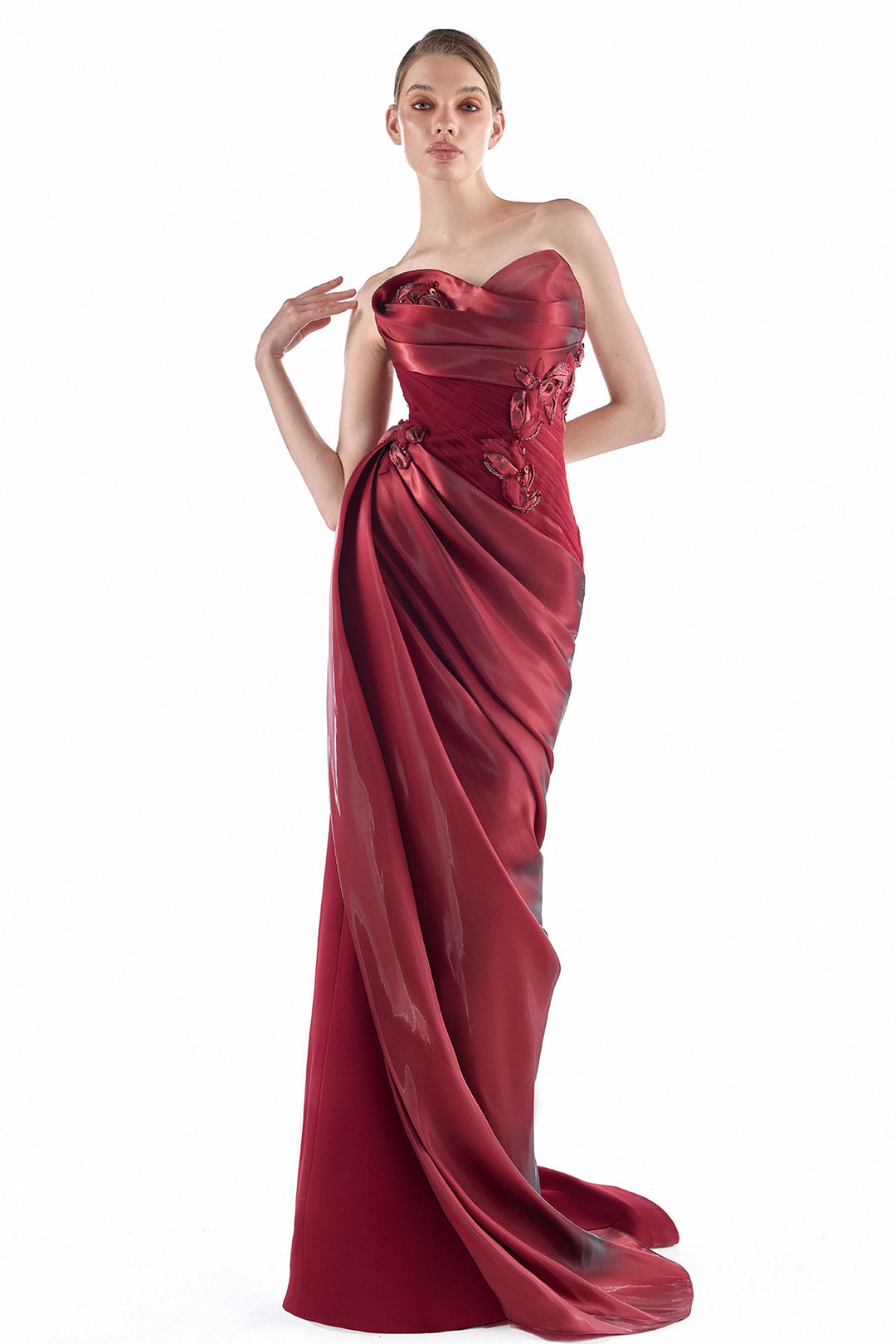 Embroidered Organza with Strapless Corset Dress