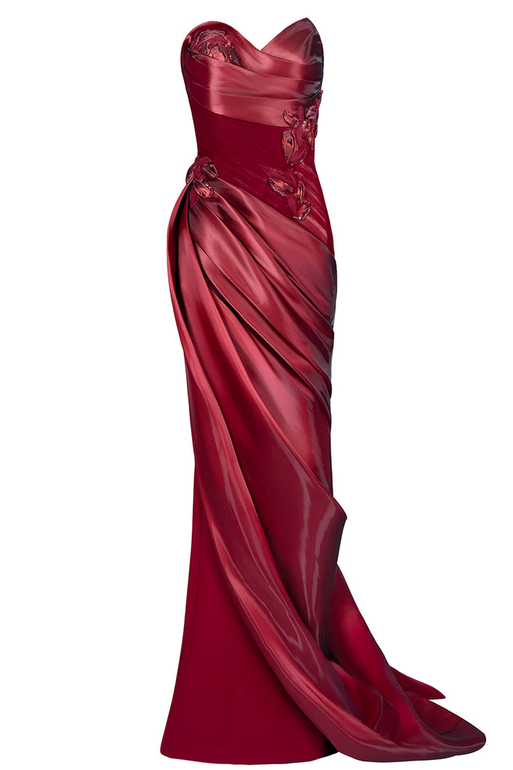 Embroidered Organza with Strapless Corset Dress