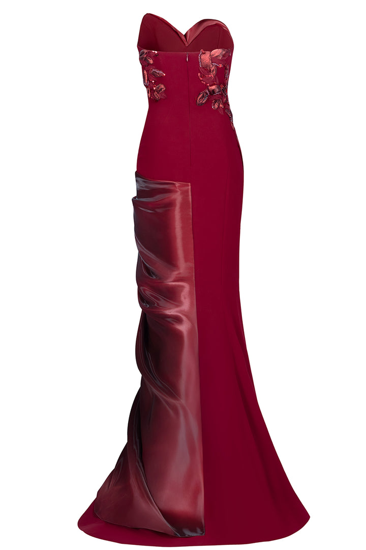 Embroidered Organza with Strapless Corset Dress