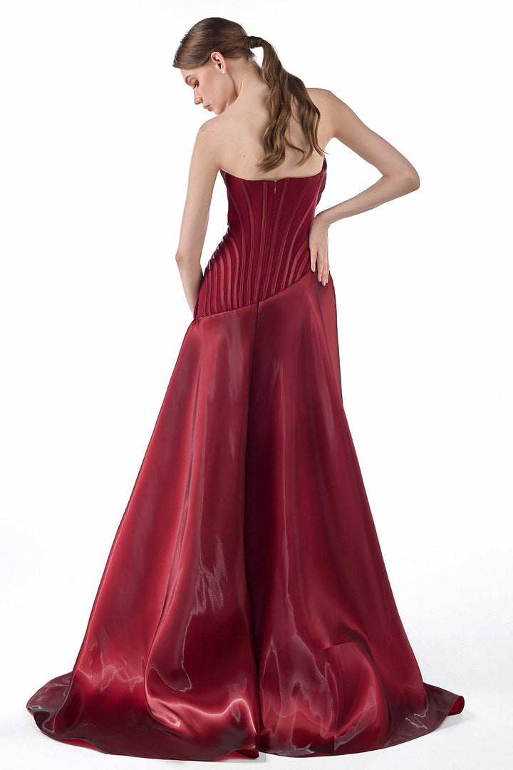 Strapless Corset with Organza Column Dress