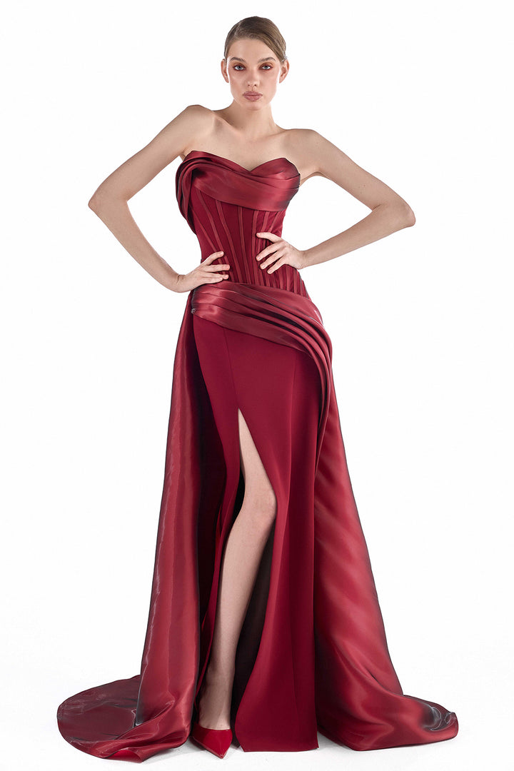 Strapless Corset with Organza Column Dress
