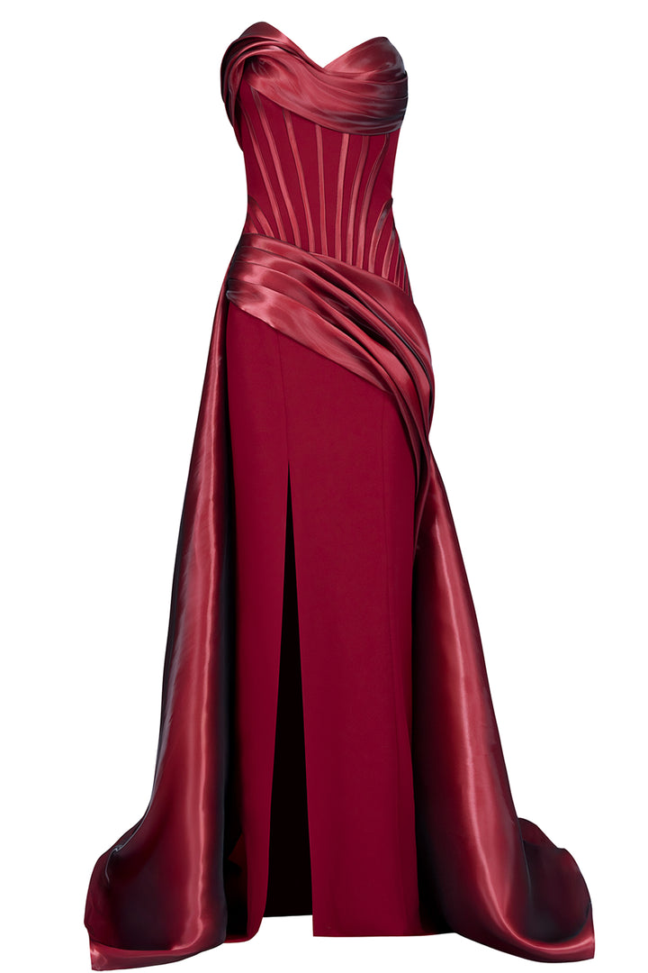 Strapless Corset with Organza Column Dress