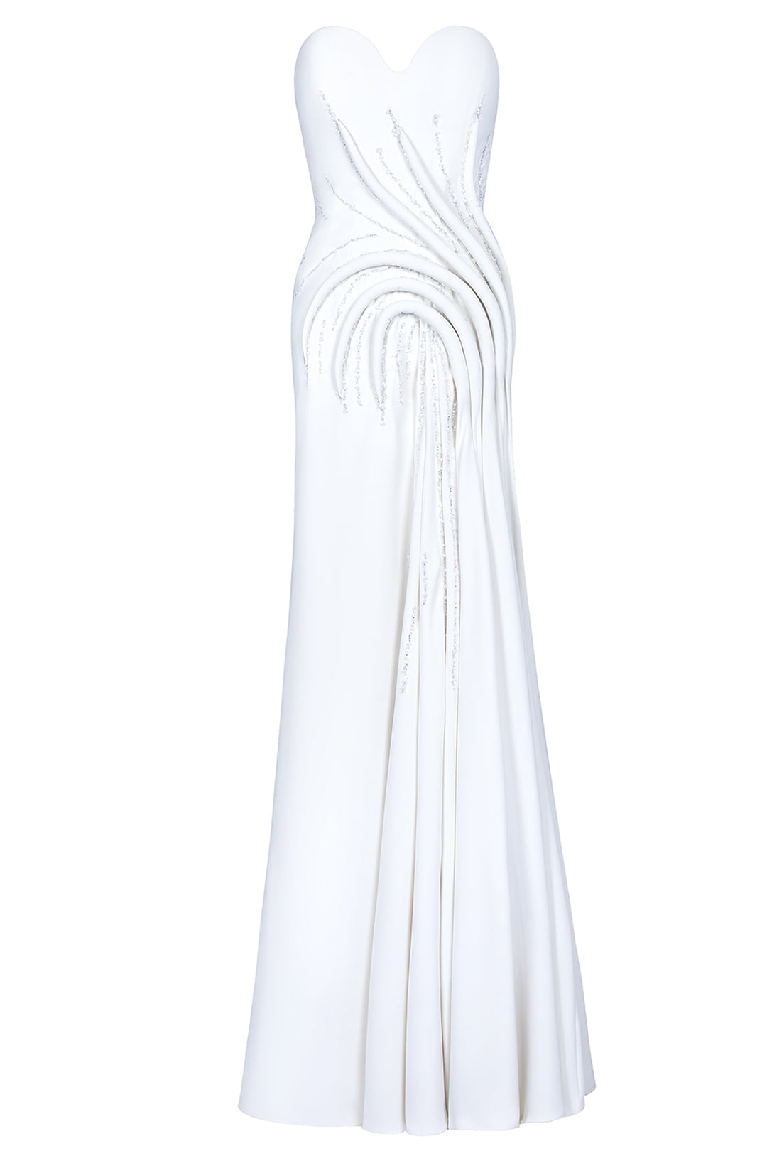 Pearl Beaded Sculpted Strapless Column Dress