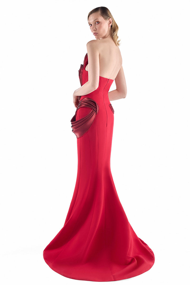 Sculpted Strapless Sweetheart with Organza Dress