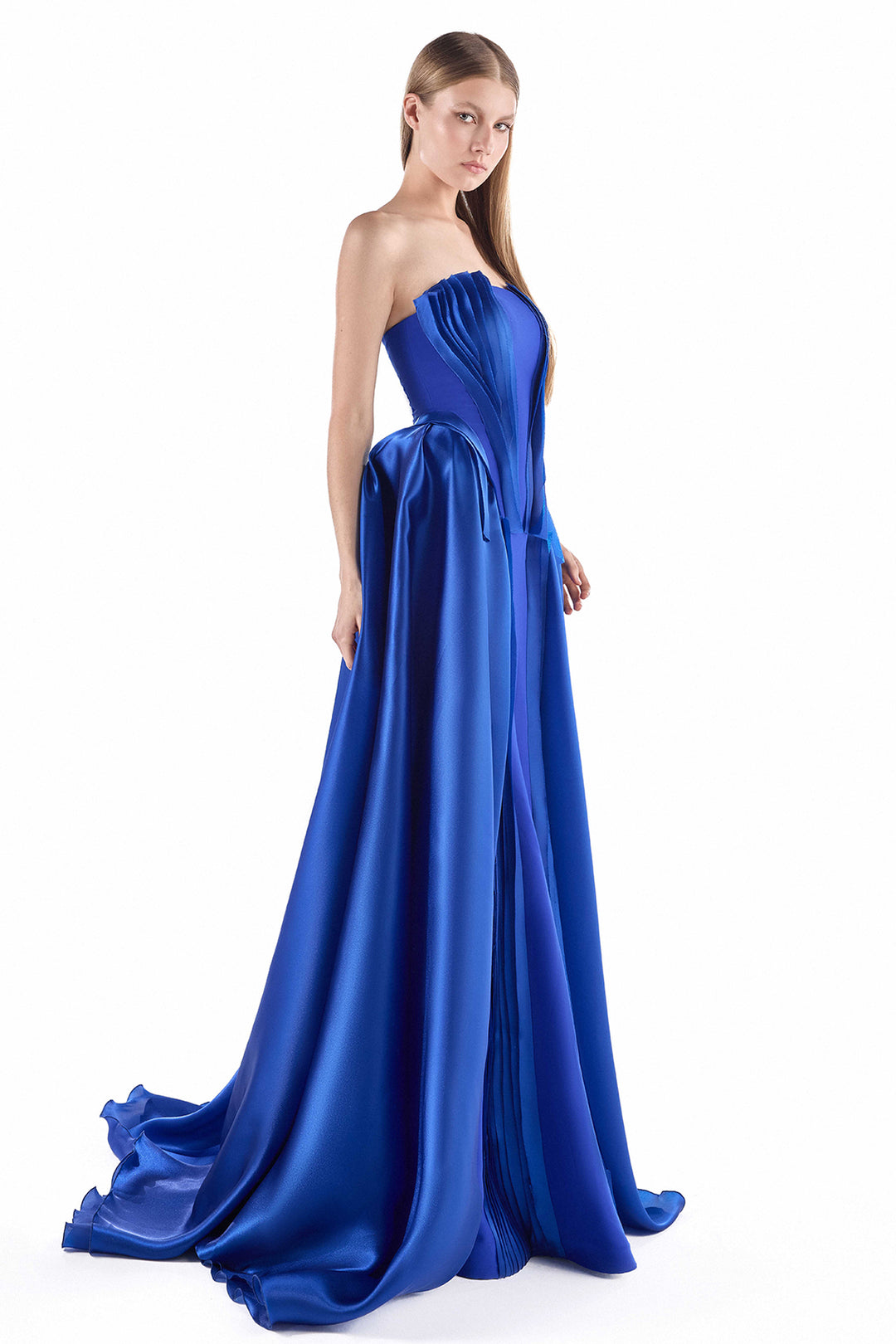 Strapless with Geometric Pleated Dress