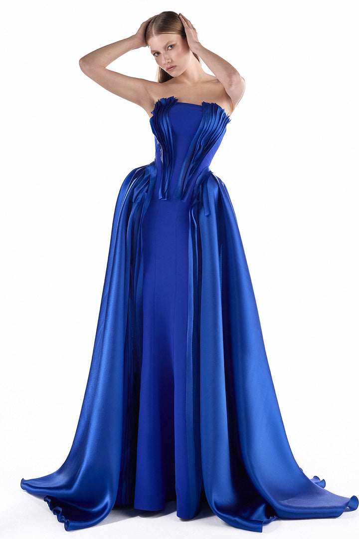 Strapless with Geometric Pleated Dress