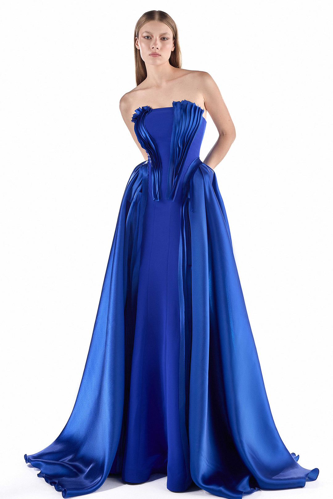 Strapless with Geometric Pleated Dress