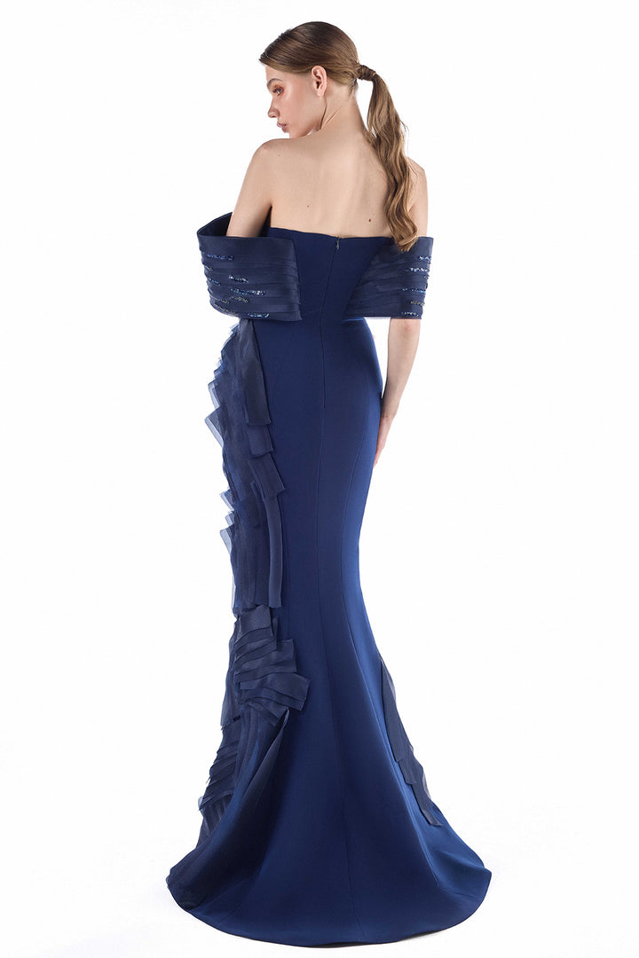 Off-the-Shoulder with Accordion Pleat Dress