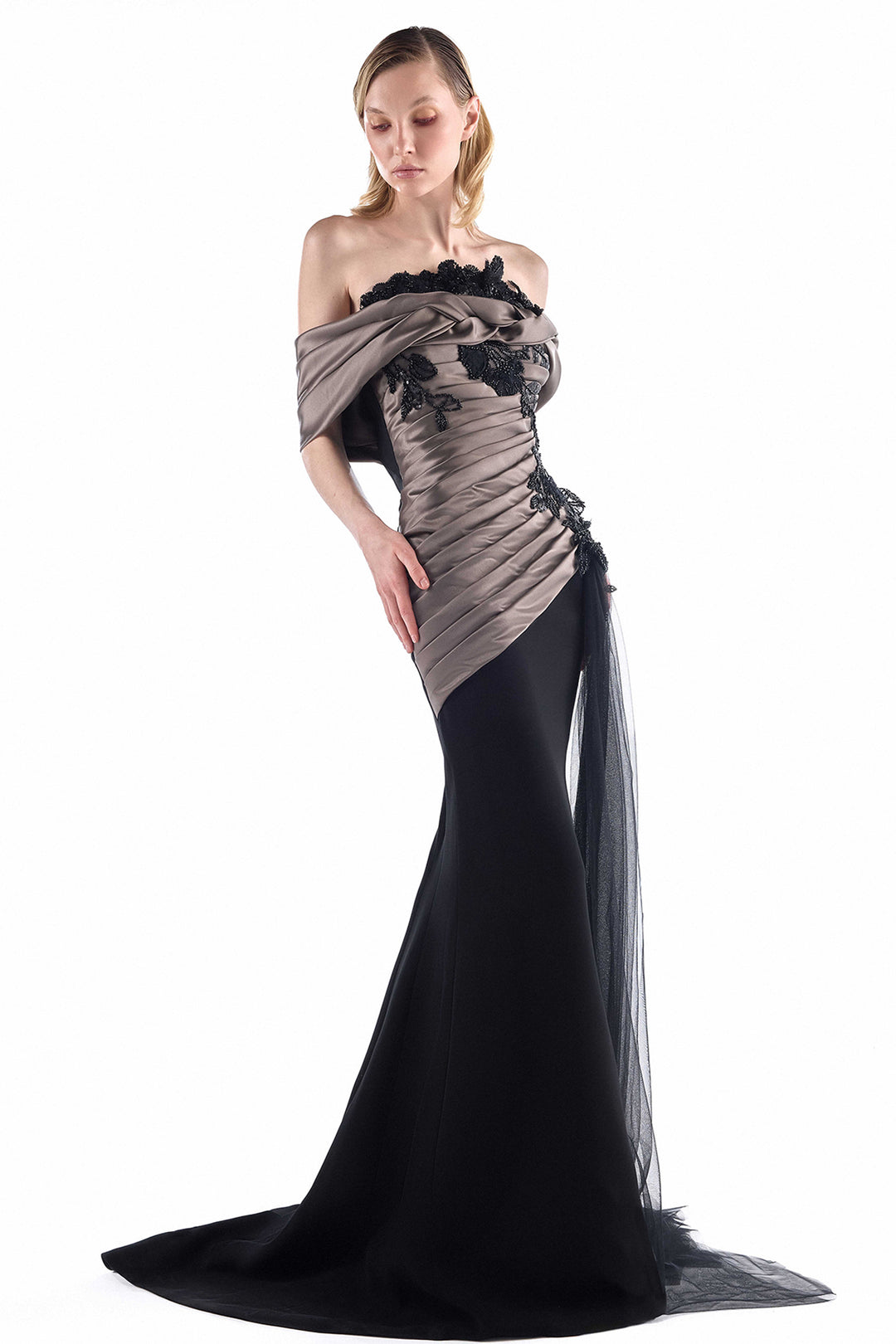 Off-the-Shoulder with Beaded and Mermaid Dress