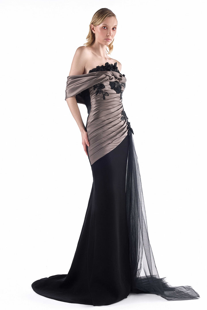 Off-the-Shoulder with Beaded and Mermaid Dress