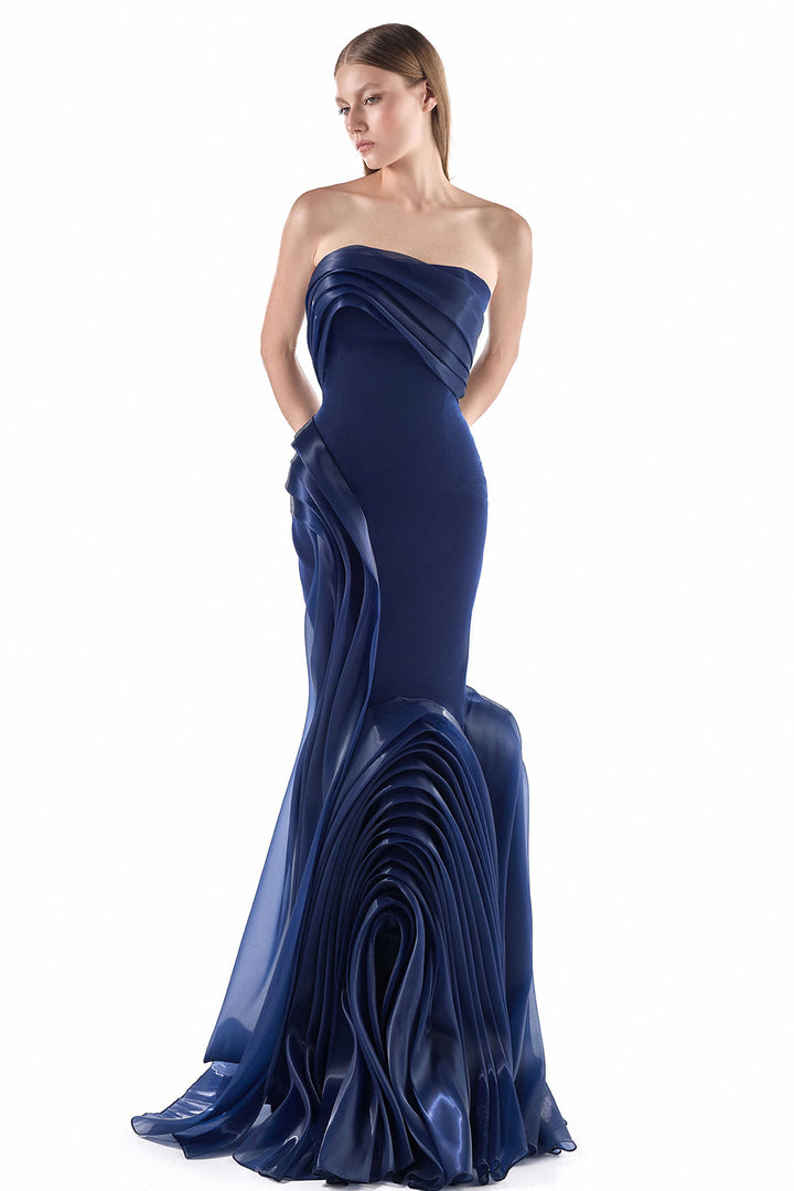 Sculpted Wave with Organza Mermaid Dress