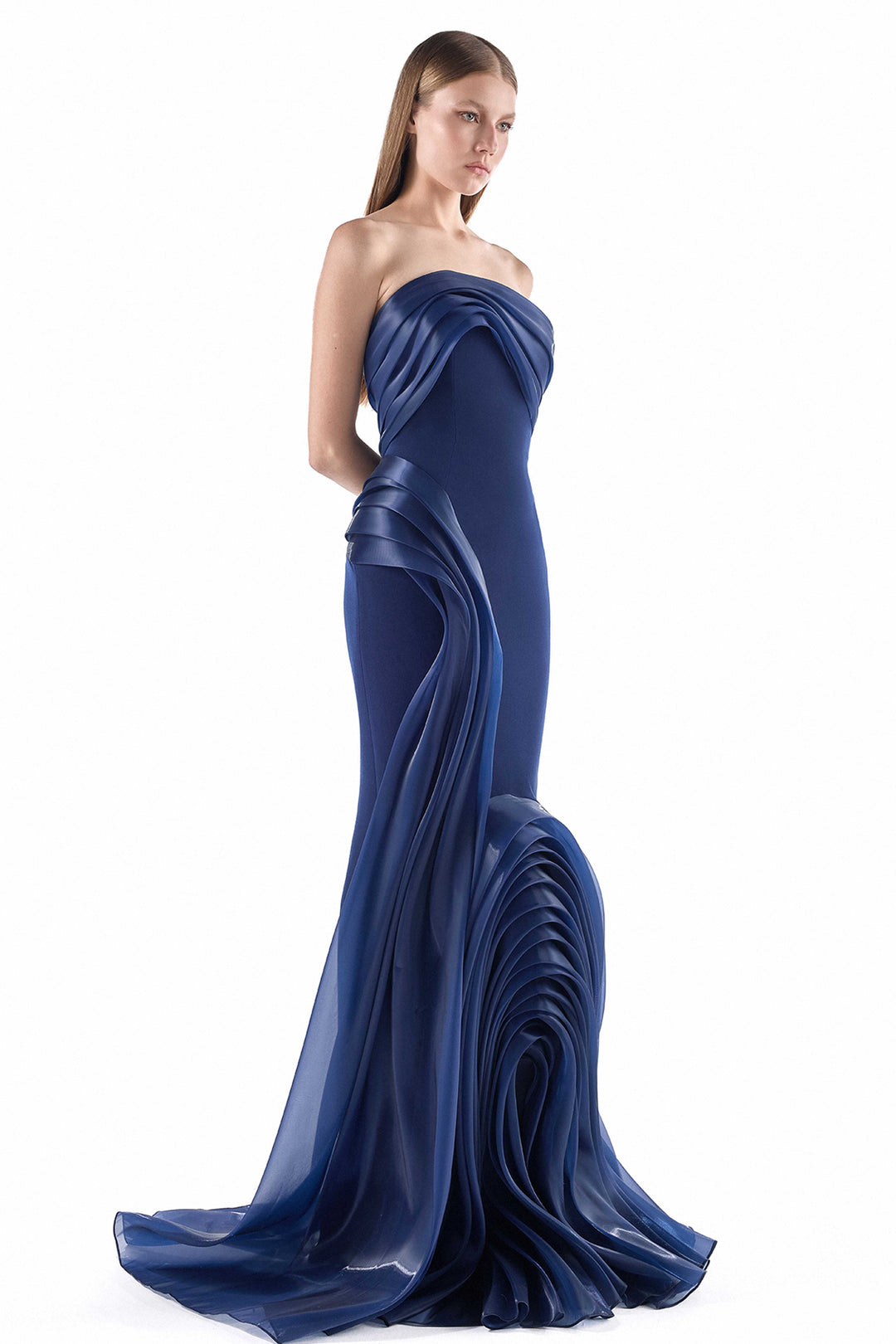 Sculpted Wave with Organza Mermaid Dress