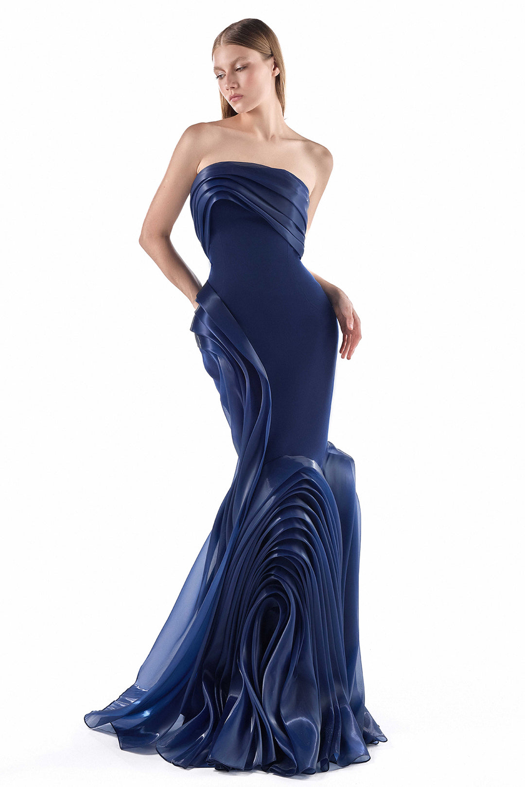 Sculpted Wave with Organza Mermaid Dress