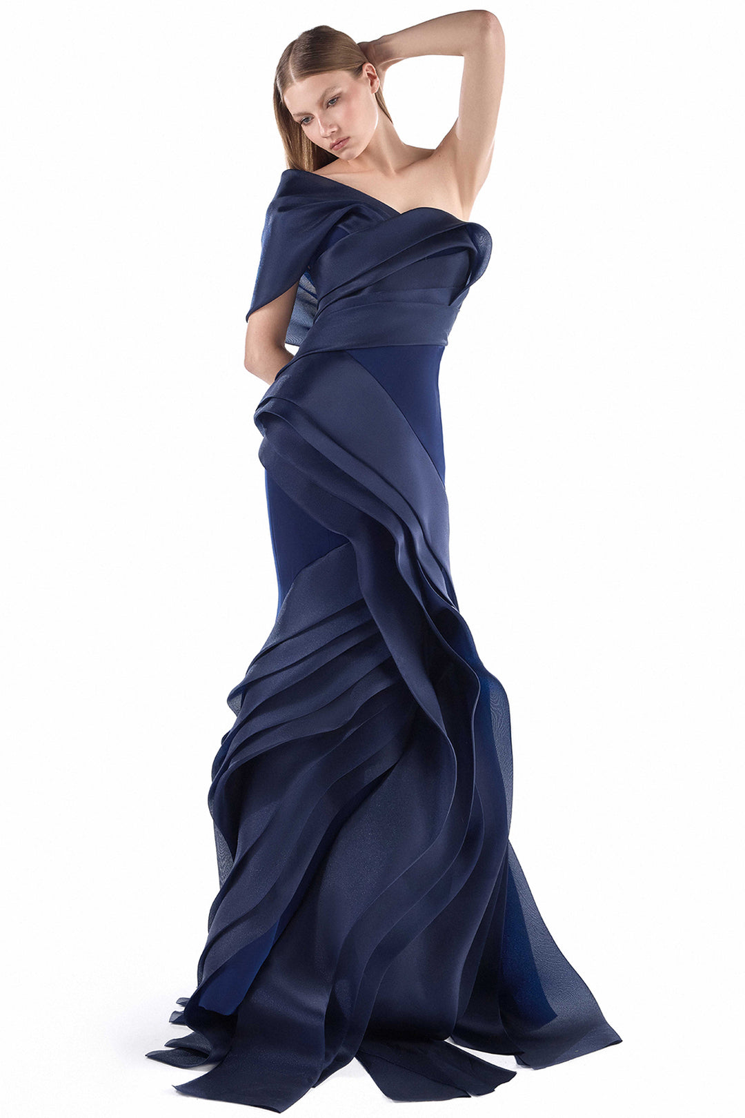 One-Shoulder with Organza and Mermaid Dress