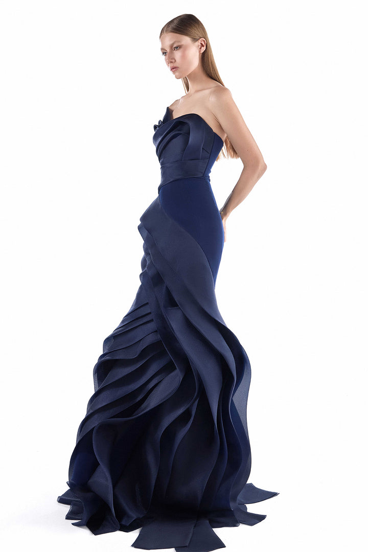 One-Shoulder with Organza and Mermaid Dress