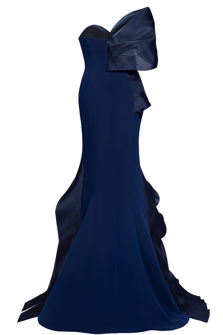 One-Shoulder with Organza and Mermaid Dress