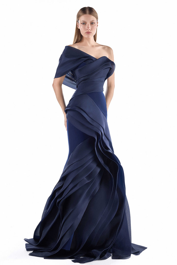 One-Shoulder with Organza and Mermaid Dress