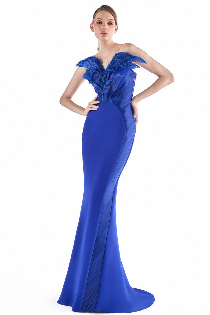 Plumed Organza Shoulder with Mermaid Dress