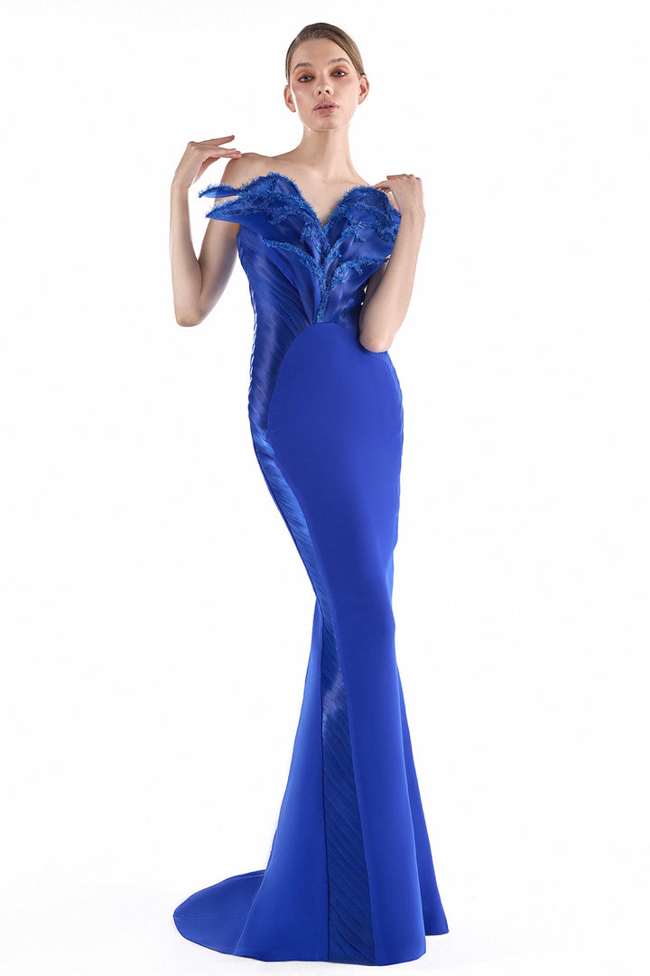 Plumed Organza Shoulder with Mermaid Dress