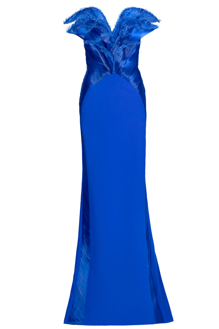 Plumed Organza Shoulder with Mermaid Dress