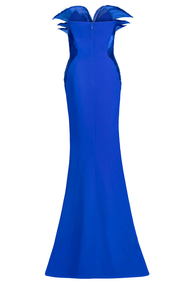 Plumed Organza Shoulder with Mermaid Dress
