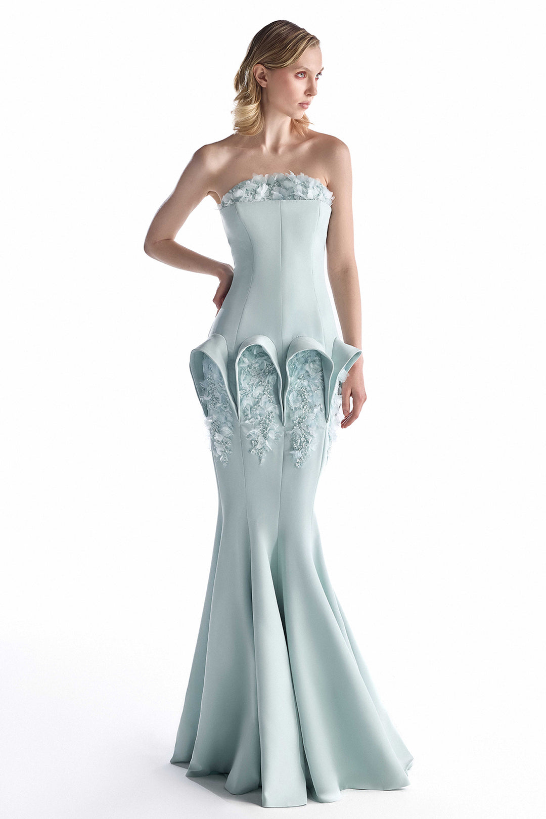 Strapless Beaded with Lace Mermaid Dress
