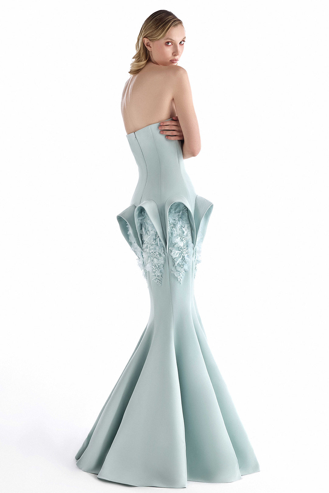 Strapless Beaded with Lace Mermaid Dress