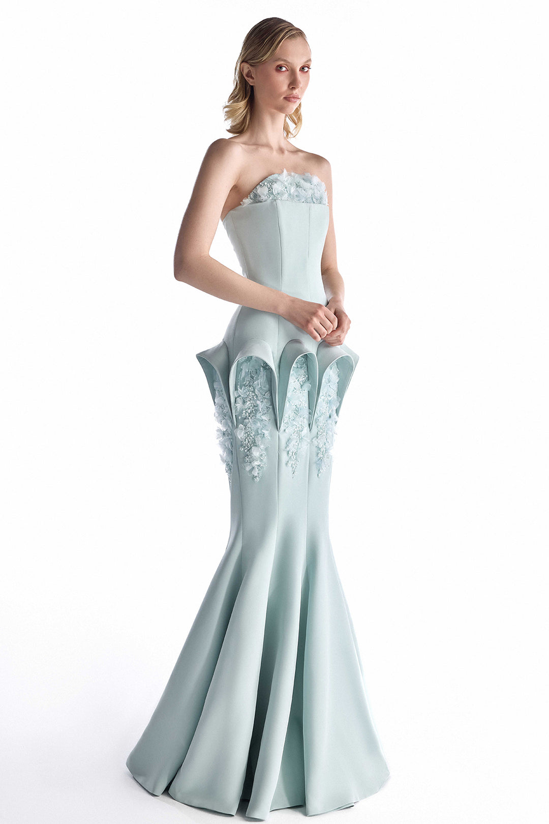 Strapless Beaded with Lace Mermaid Dress