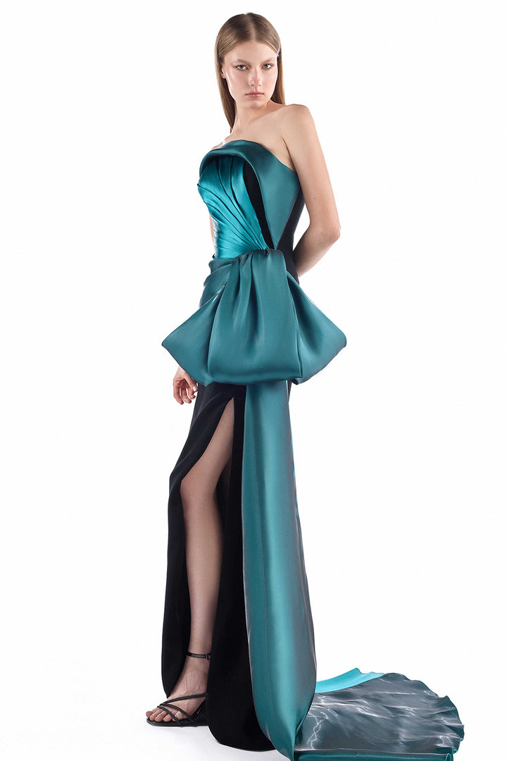 Strapless with Bow-Waist and Column Dress