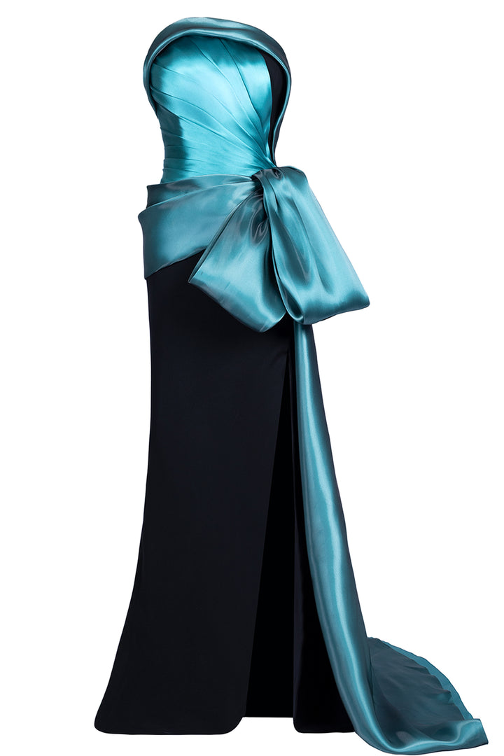 Strapless with Bow-Waist and Column Dress