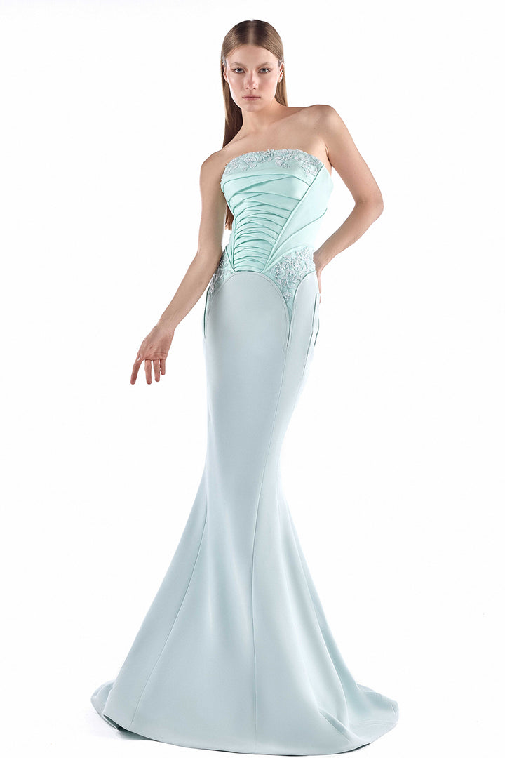 Strapless with Pleated Mermaid Dress