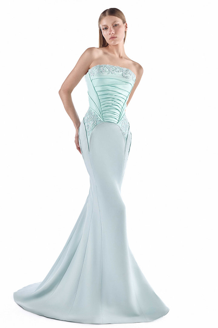 Strapless with Pleated Mermaid Dress