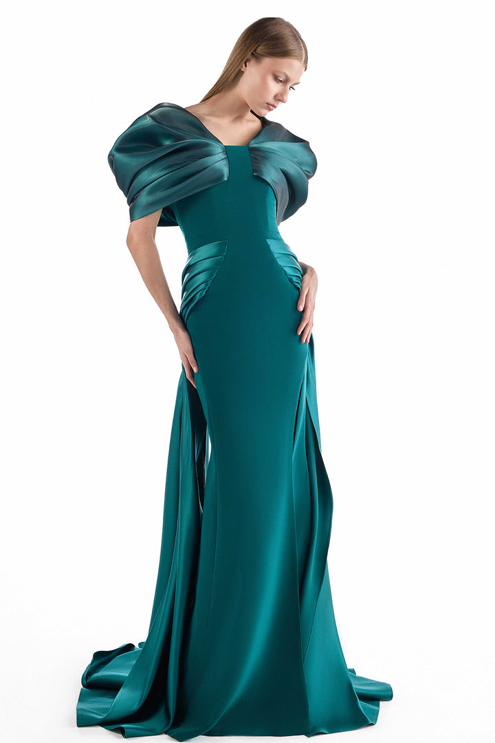 Short Sleeves with Mikado and Mermaid Dress
