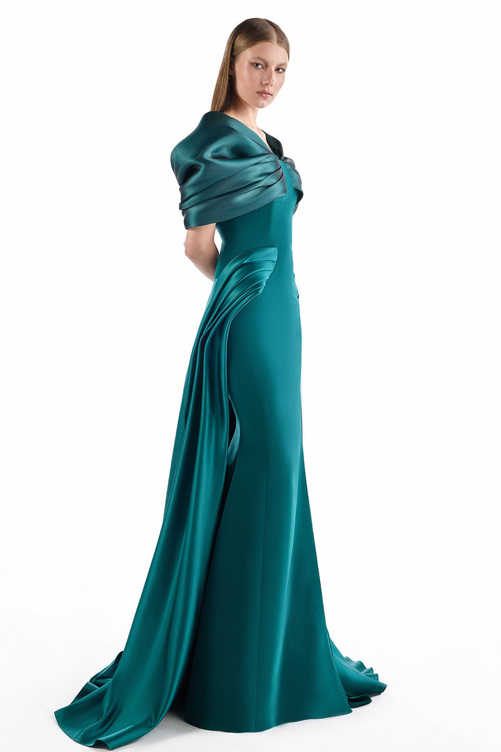 Short Sleeves with Mikado and Mermaid Dress