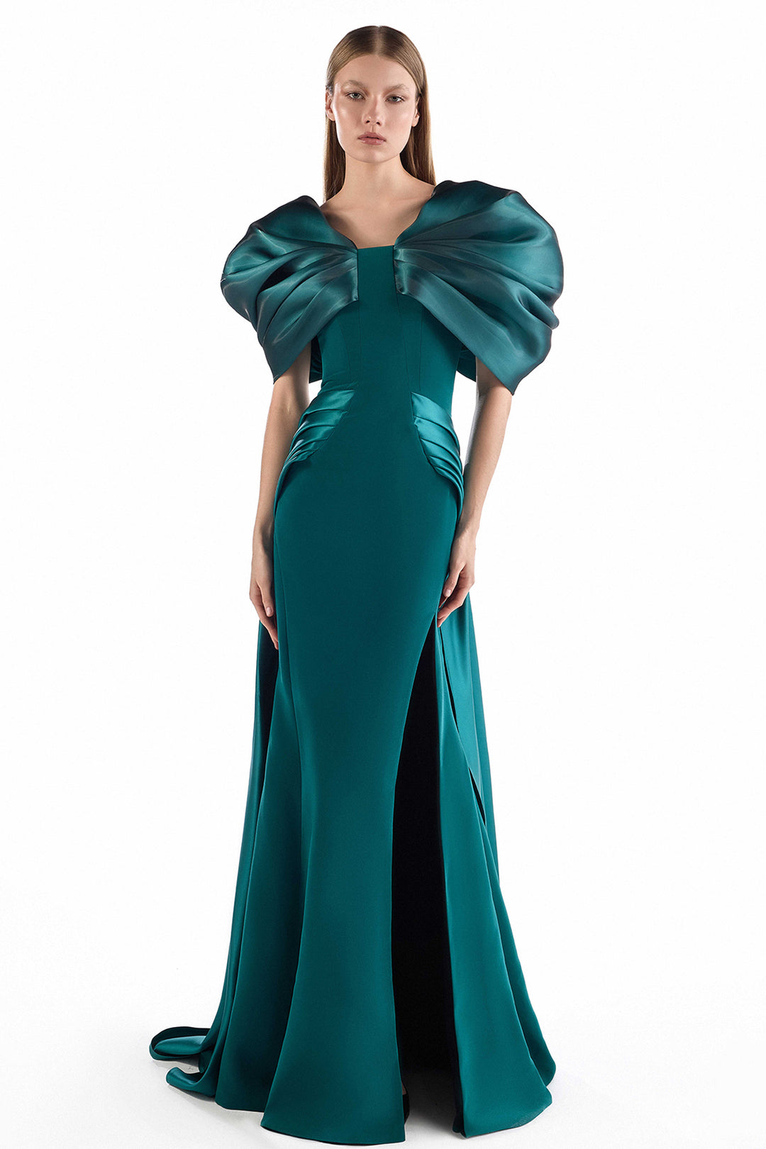Short Sleeves with Mikado and Mermaid Dress